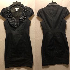 London Times Black Denim Sheath Dress Zipper Trim